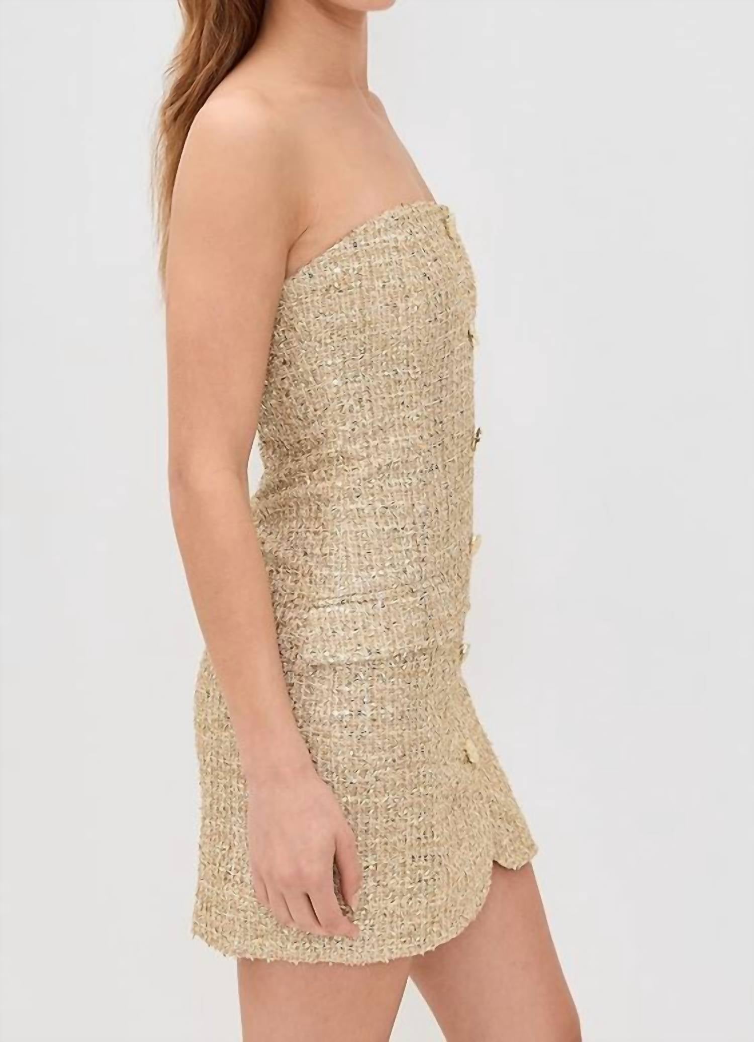 Alice + Olivia - Madison Strapless Button-down Mini Dress