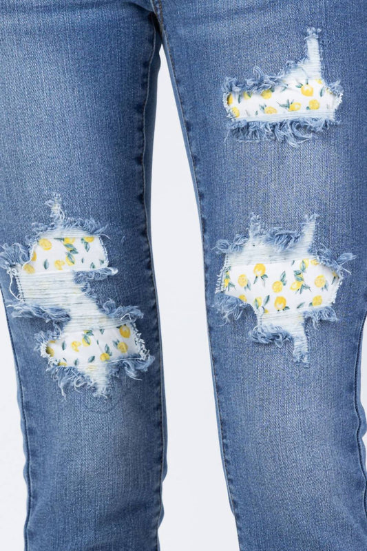 Judy Blue - High Waist Skinny Lemon Patch Denim Jeans