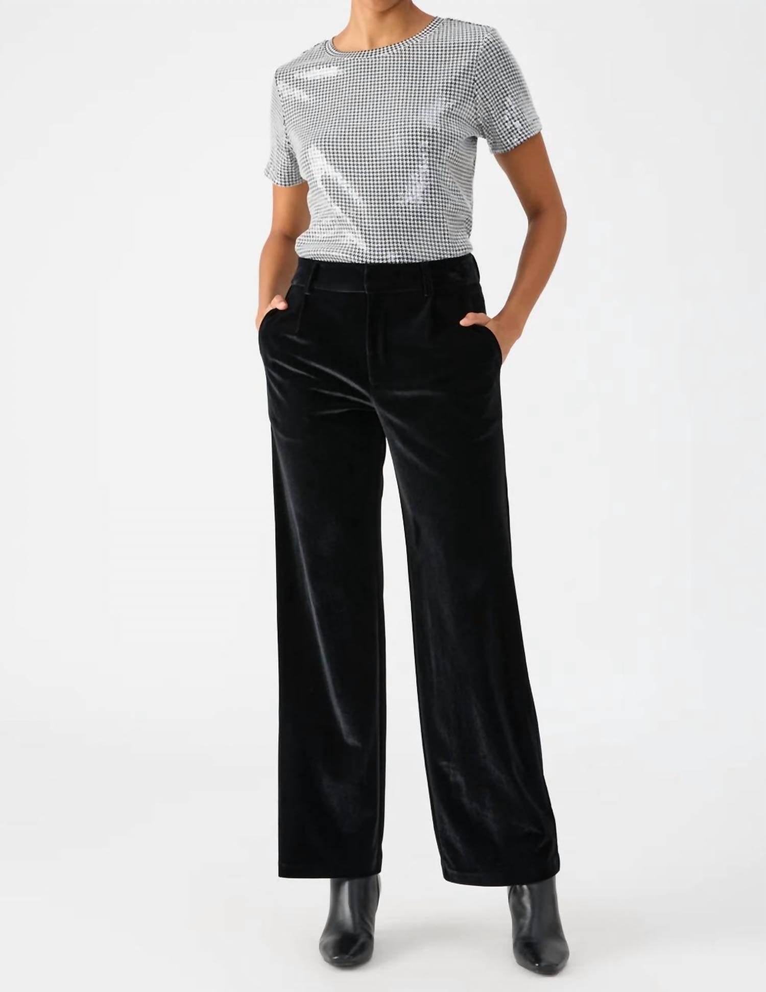 Sanctuary - Faye Semi High Rise Velvet Trouser Pant