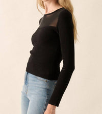 Promesa - SHAPER FIT MESH YOKE SOLID RIB-KNIT TOP