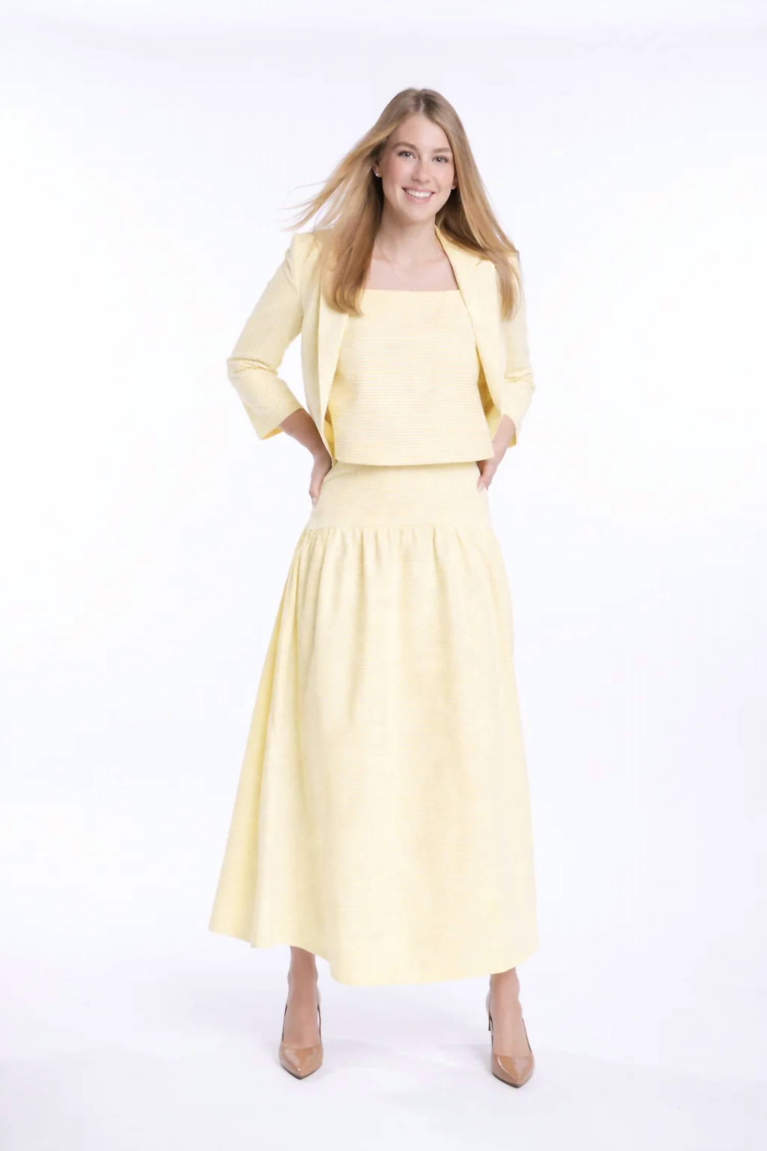 The Burgess Collection Lauren Seersucker Midi Skirt in white sun - women's skirt - alternate view