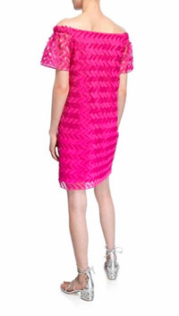 Trina Turk Seaway ZigZag Eyelash Dress in magenta - women's dress - detail view