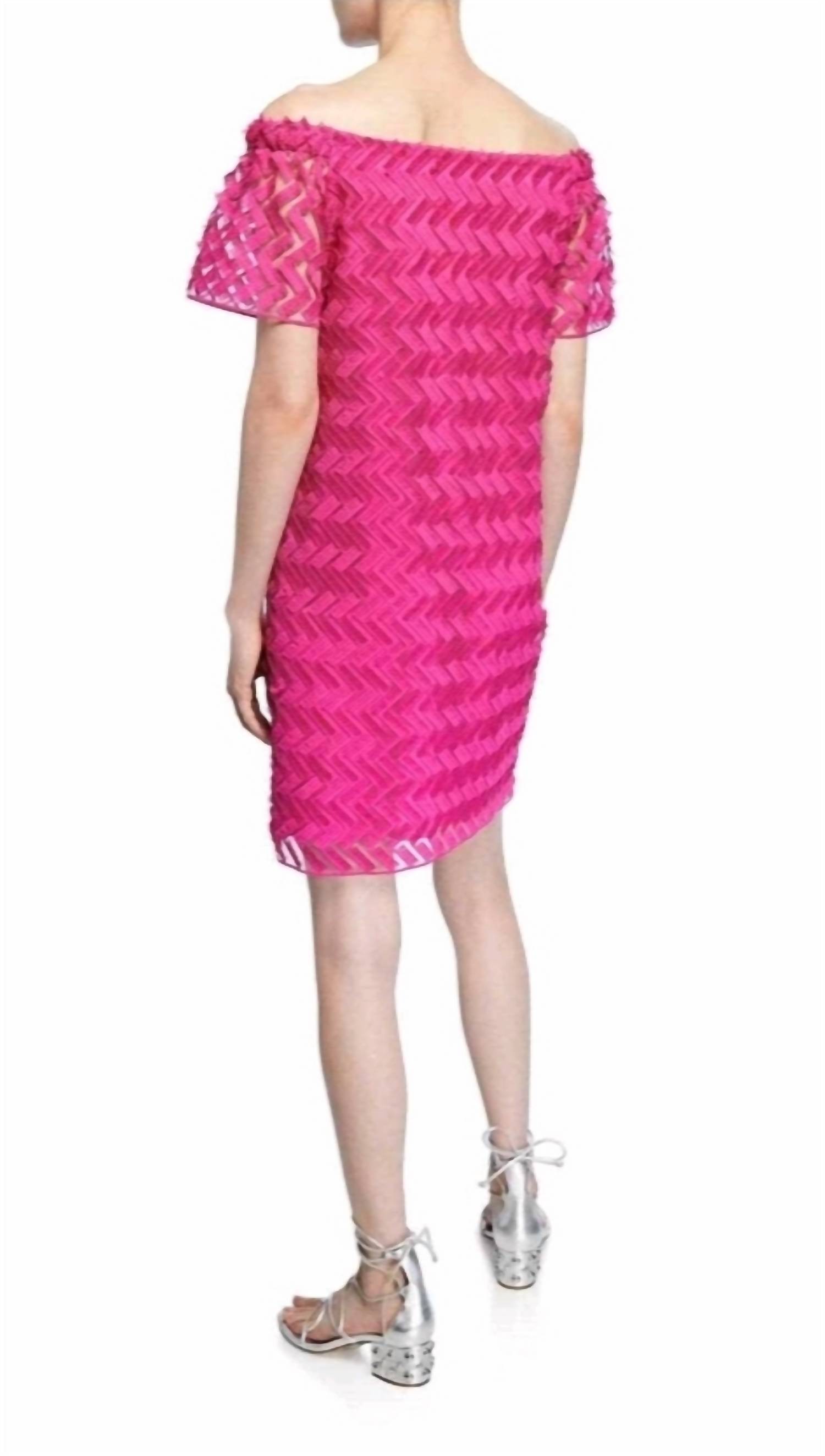 Trina Turk Seaway ZigZag Eyelash Dress in magenta - women's dress - detail view