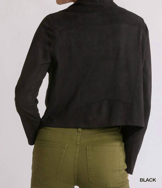 Umgee - Faux Suede Zip Up Moto Jacket