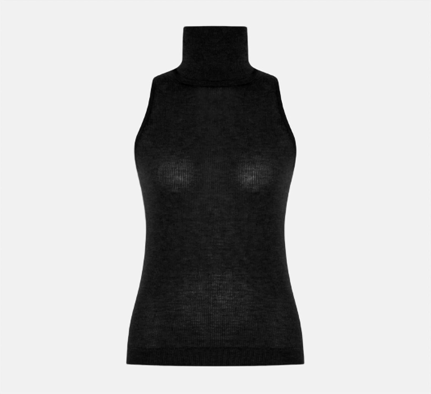 THEO the Label Women's Sheer Knit Sleeveless Top in black - women's tank top
