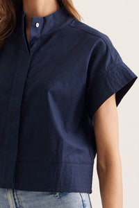 Entro - Short Sleeve Stand Collar Top