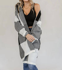 Ampersand Ave - Windowpane Plaid Cardigan - Plus