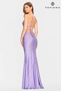Faviana - Stretch Satin Rhinestone Dress
