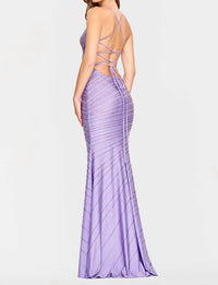 Faviana - Stretch Satin Rhinestone Dress
