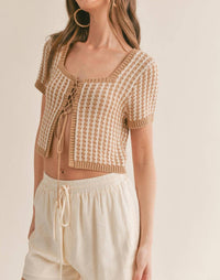 Sage The Label - Amore Lace Up Front Crop Sweater