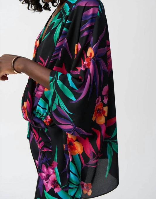 Joseph Ribkoff - Tropical Print Surplice Top