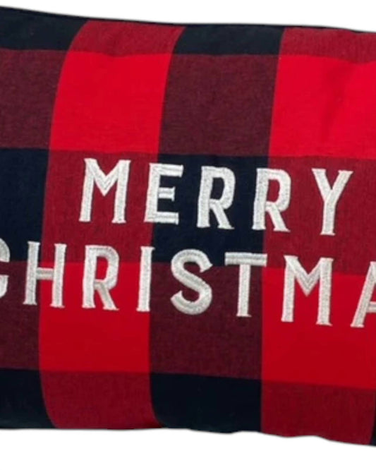 Primitives By Kathy - Merry Christmas Buffalo Check Plaid Pillow