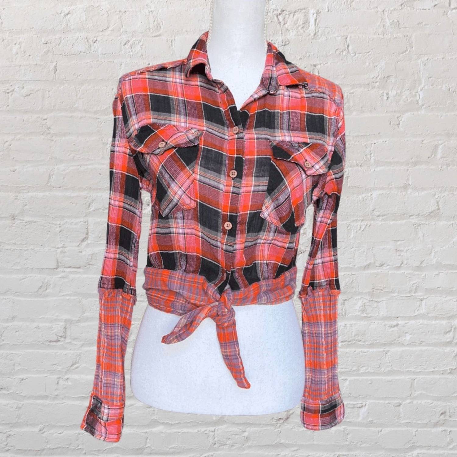 Free People First Bloom Plaid Shirt in red - women's shirt - view 4