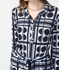 Joseph Ribkoff Knee Length 3/4 Sleeve Dress in vanilla midnight blue - women's dress - view 4