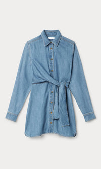 Good American - Denim Wrap Shirt Mini Dress