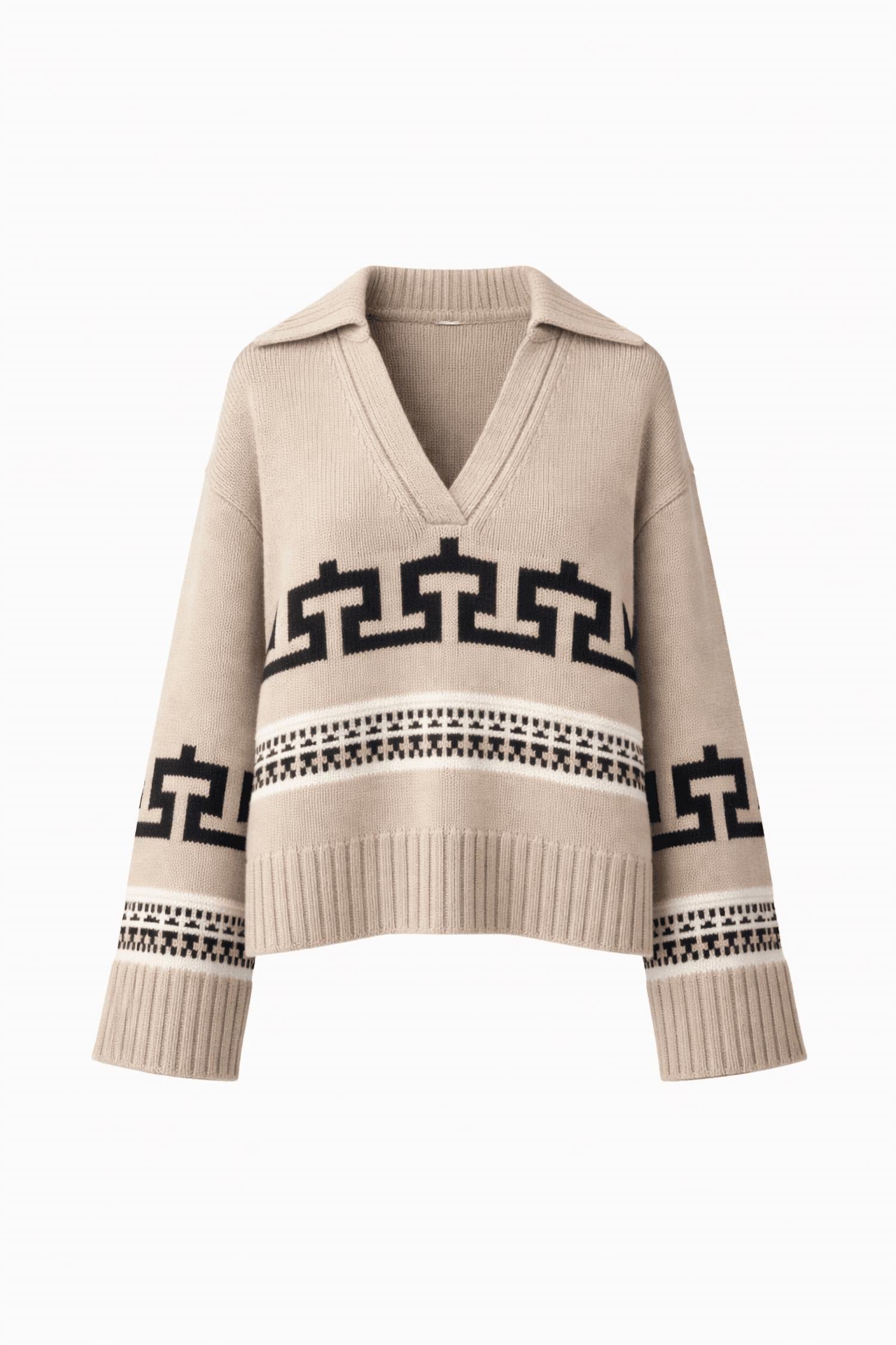 SIMKHAI O'reilly V-neck Sweater in sand melange multi - women's sweater - view 4