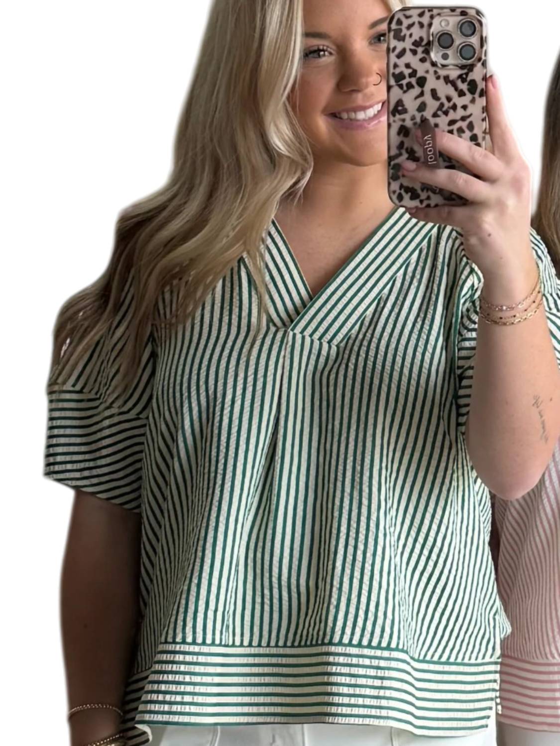 Entro - Count On You Striped V Neck Top