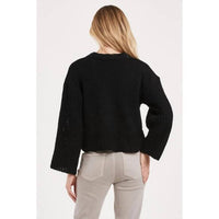 Another Love Samira Button Front Chunky Knit Cardigan in black - women's cardigan - alternate view