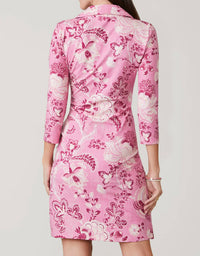 spartina 449 Cristina Harbor River Fall Foliage Wrap Dress in pink - women's dress - detail view
