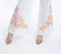 The Burgess Collection Hepburn Pleated Linen Pants in white petal - women's pants - detail view