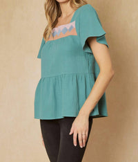 Entro - Geometric Design Peplum Top