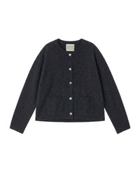 Jumper1234 Women's Heavy Crewneck Cardigan in french beret charcoal - women's cardigan