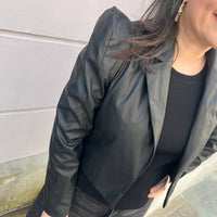Entro - Faux Leather Cropped Blazer