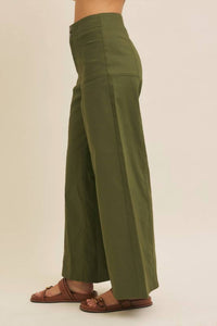 In February Melissa Stretchy Wide Leg Pant in olive - women's pants - alternate view