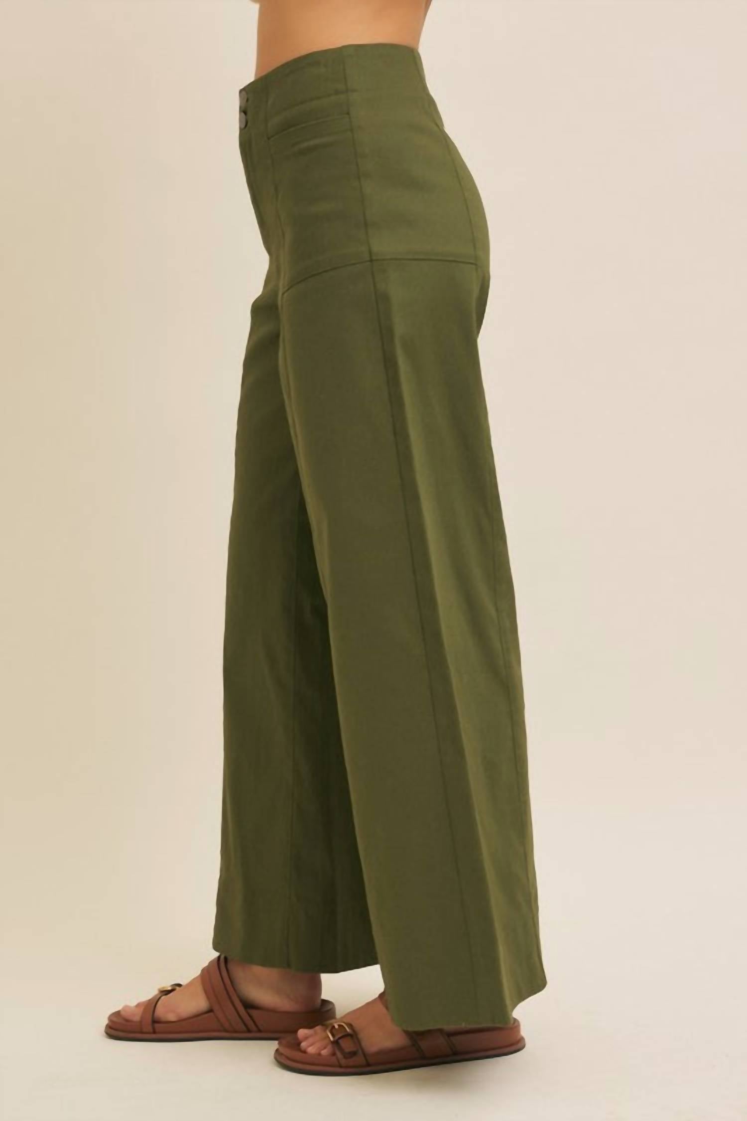 In February Melissa Stretchy Wide Leg Pant in olive - women's pants - alternate view