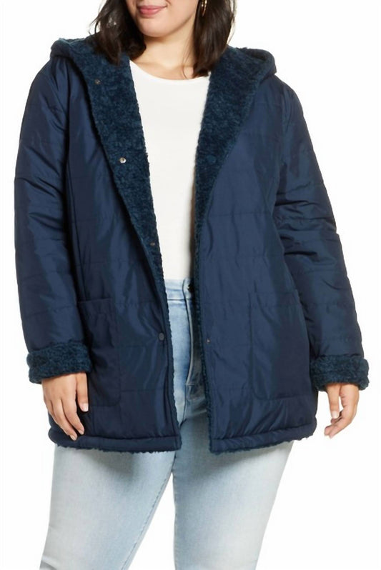 Halogen - Reversible Quilted Sherpa Faux Fur Jacket