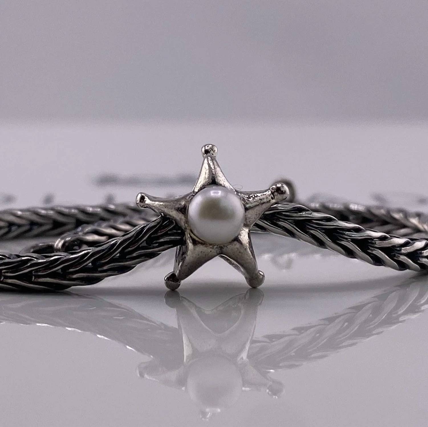 Trollbeads Cancer & Pisces Pearl Star Sterling Bead in silver - women's jewelry - detail view