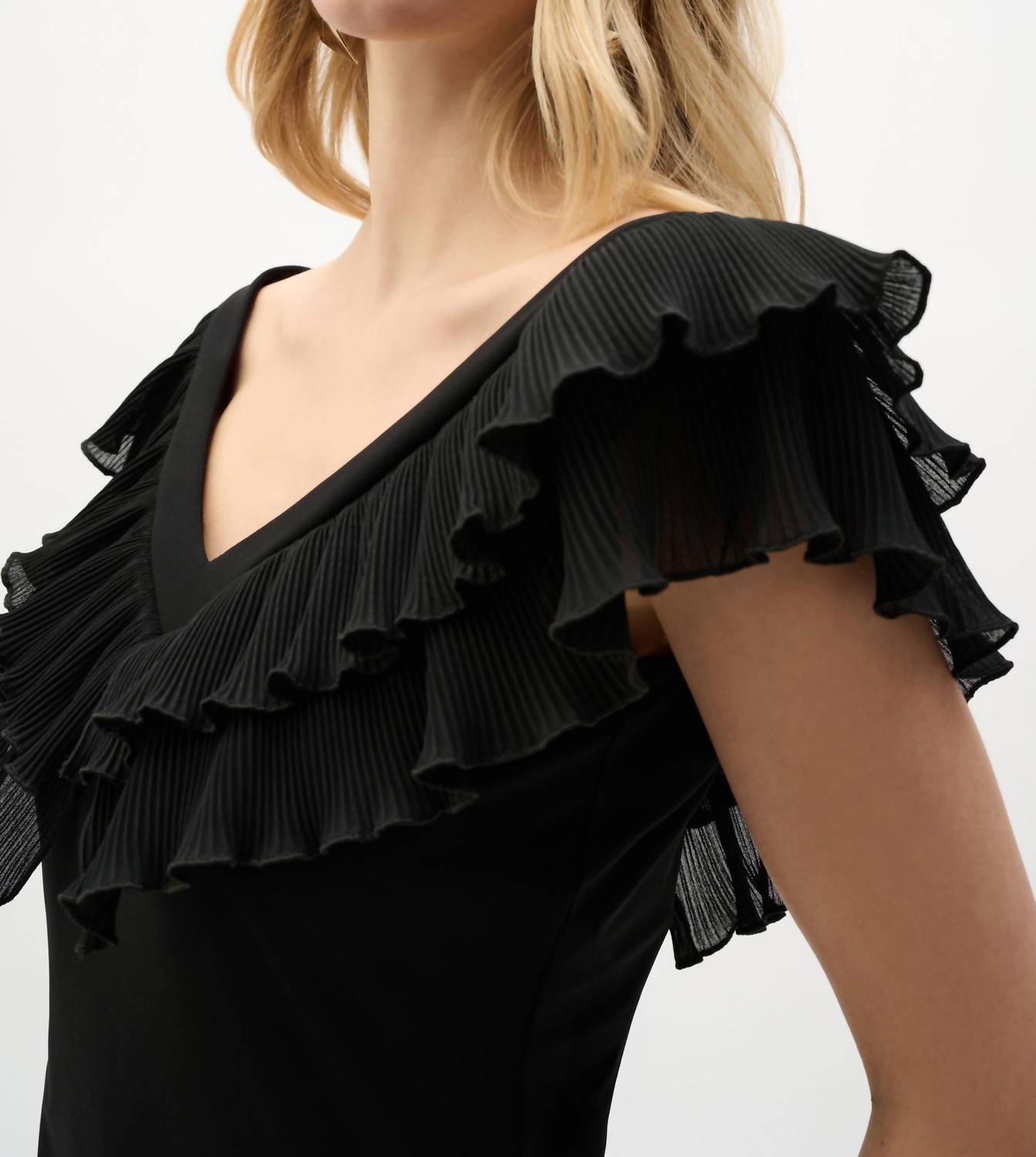 Joseph Ribkoff - Silky Knit and Georgette Fitted Top with Pleats