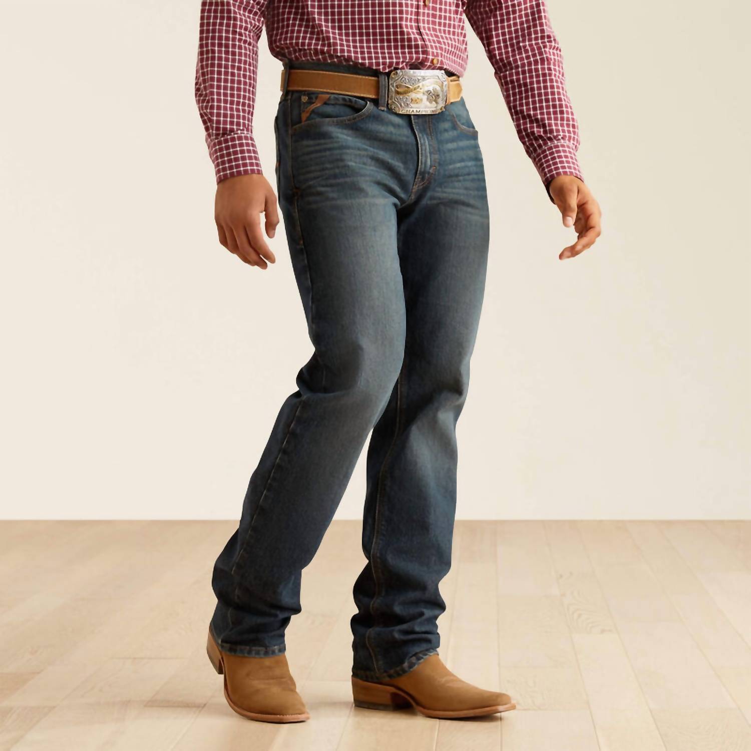 ARIAT Men's M2 Pro Series Atlas Ray Relaxed Boot Cut Jean in dark blue - men's jeans