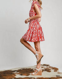 Umgee - Print Smocked Waist Mini Dress