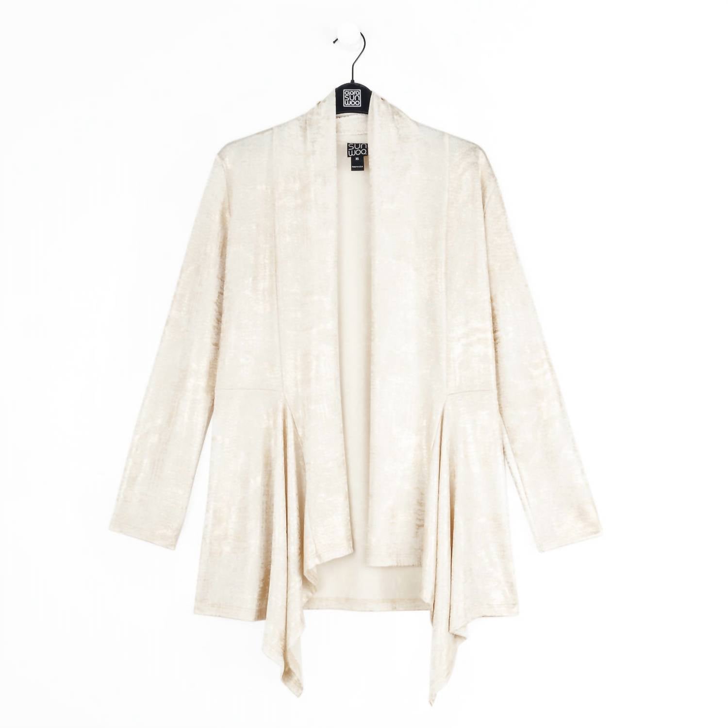 Clara Sunwoo - Foil Sheen Drape Tunic Cardigan