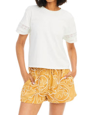 ALLISON NEW YORK Kendra Embroidered Shorts in tuscan tan - women's shorts