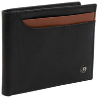 Jack Abrahams Men's Goat Nappa Leather Bi-fold Wallet in cognac black - men's bag