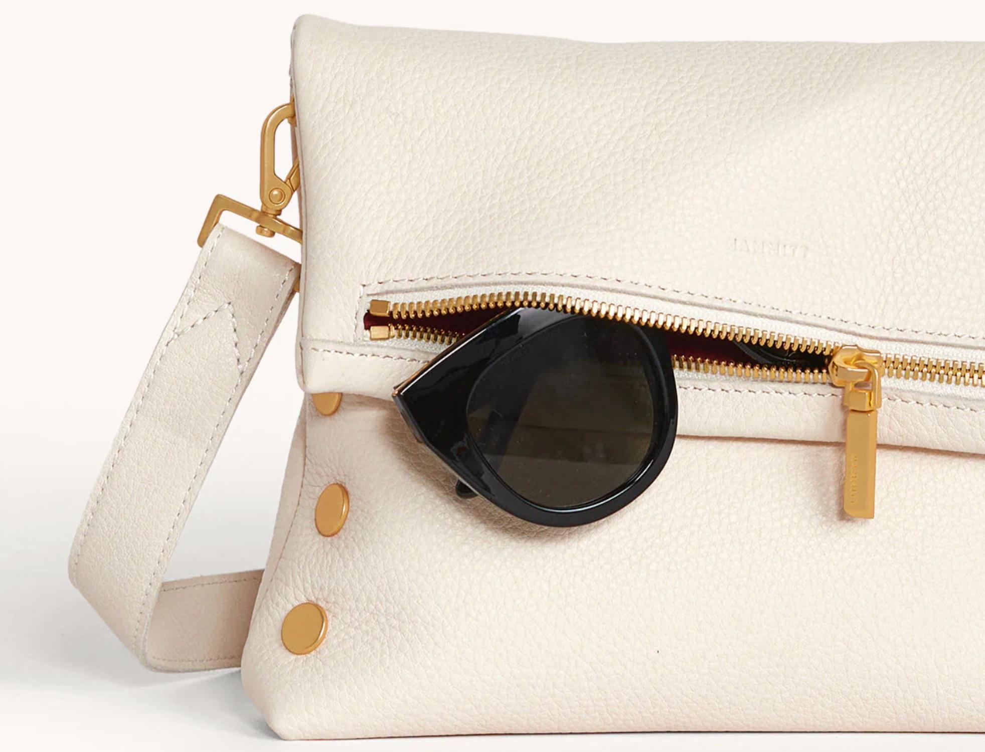 Hammitt Women's Leather Clutch Vip Medium Crossbody Bag in calla lily white brushed gold - women's bag - alternate view