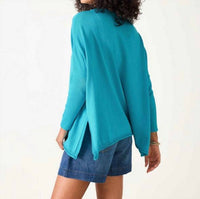 MERSEA Catalina V-neck Sweater - Petite in teal - women's sweater - detail view