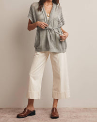 Forte Open Knit Belted Cardigan in seafoam - women's cardigan - view 8