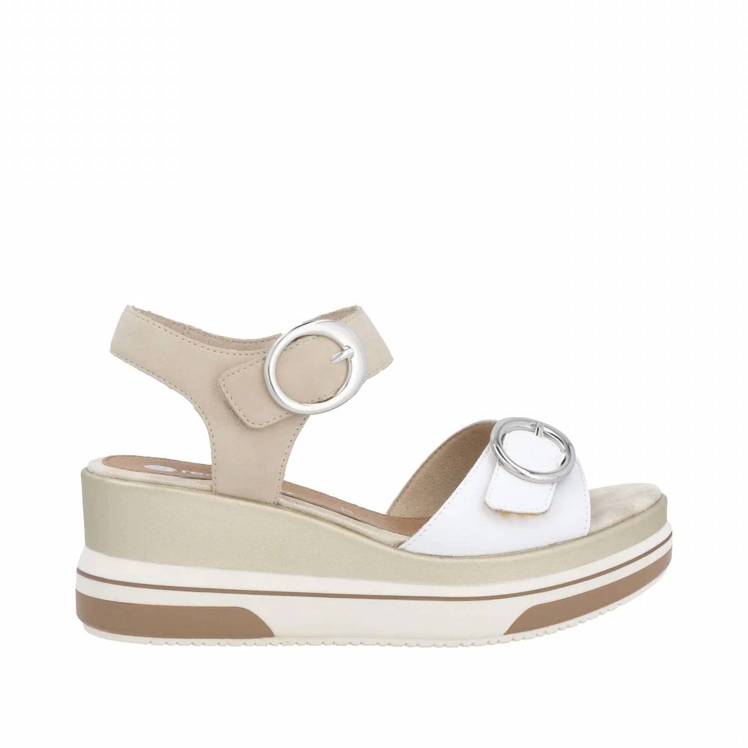 Remonte - Women's Sabine 54 Weiss Two Tone Perle Wedge Sandal