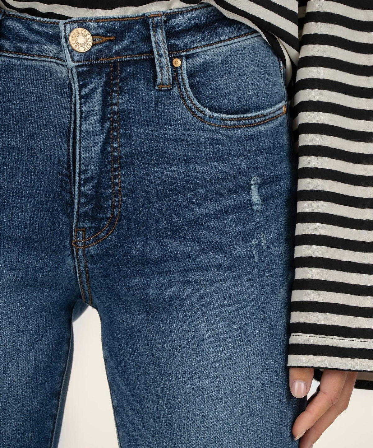 Kut From The Kloth - Reese High Rise Fab Ab Ankle Straight Raw Hem Jean
