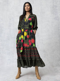 Emily Lovelock - Adela Geometric Print Midi Dress