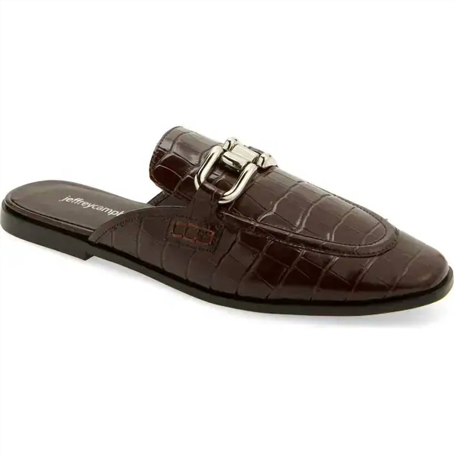 Jeffrey Campbell Women's Moment Flat Shoes in dark brown croc - women's flats