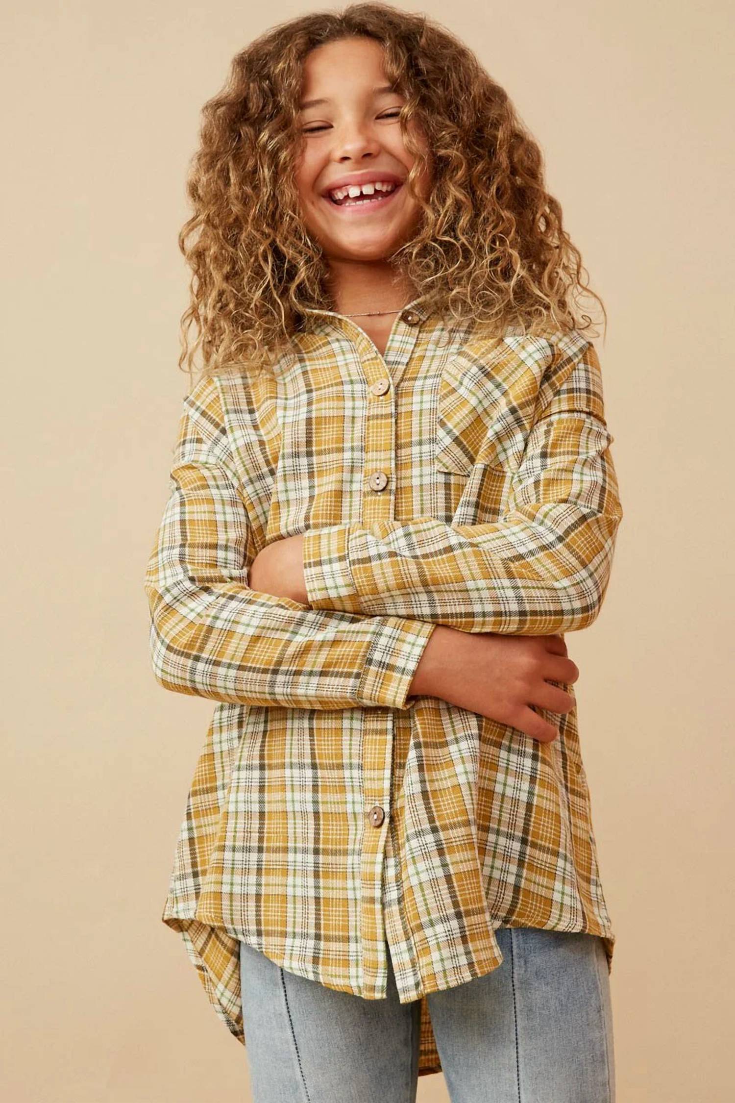 Hayden Girls - Plaid Button Up Shirt