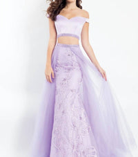 Rachel Allan - Two-piece Off Shoulder Gown With Overskirt
