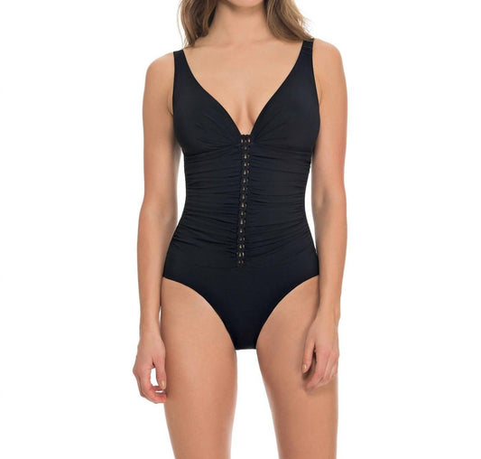 Profile By Gottex - Waterfall D Cup Shirred V-neck One Piece