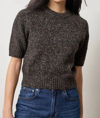 Lilla P - Women's Short Sleeve Marled Pullover Sweater