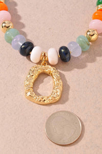 Merveille - Women's Beaded Texture Pendant Dipped Necklace