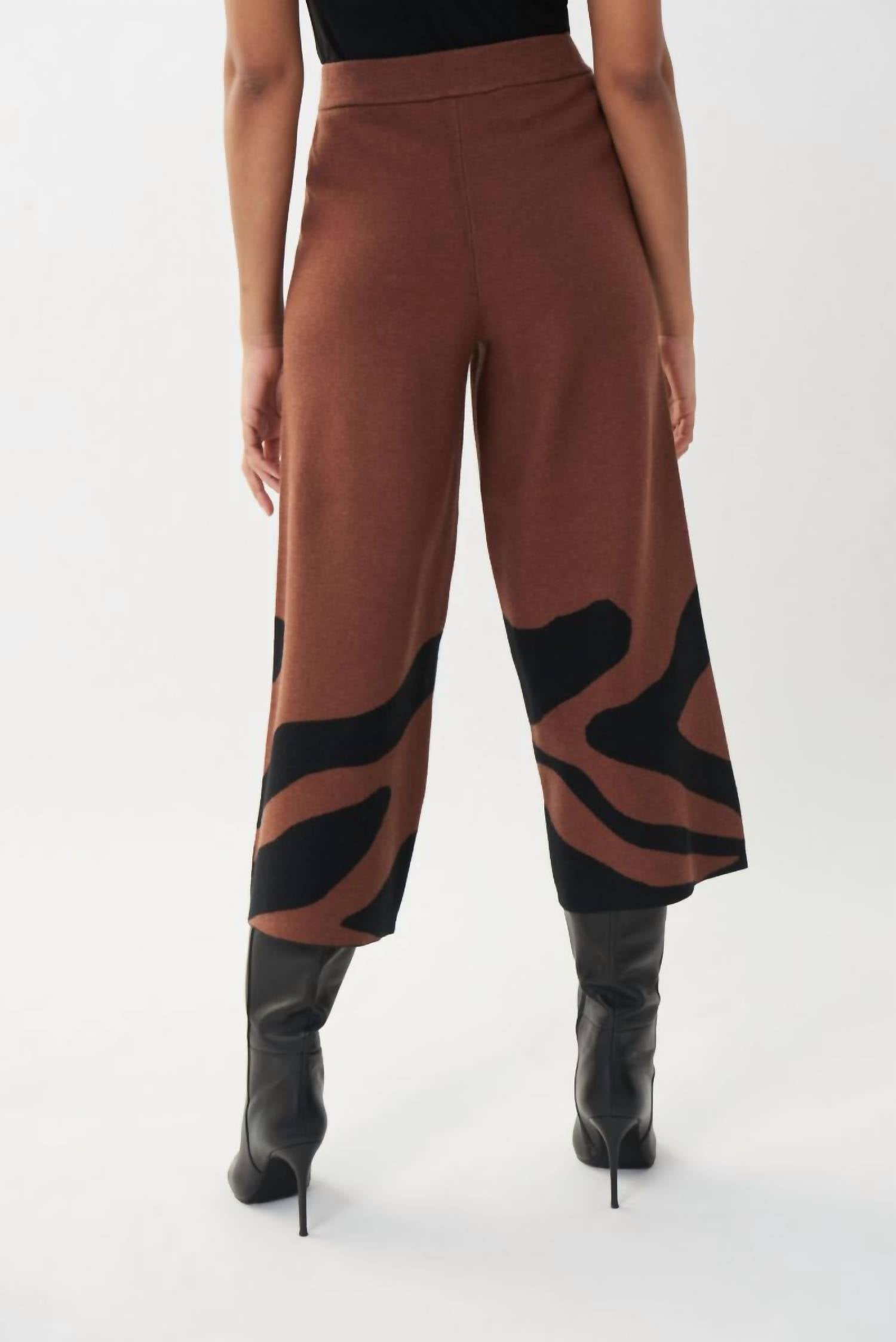 Joseph Ribkoff Animal Print Sweater Culotte Pants in black toffee - women's pants - view 4